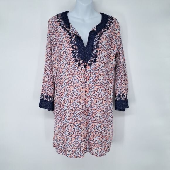 Roberta Roller Rabbit Longline Embroidered Beach Cover Tunic Size MEd‎ - Picture 1 of 7